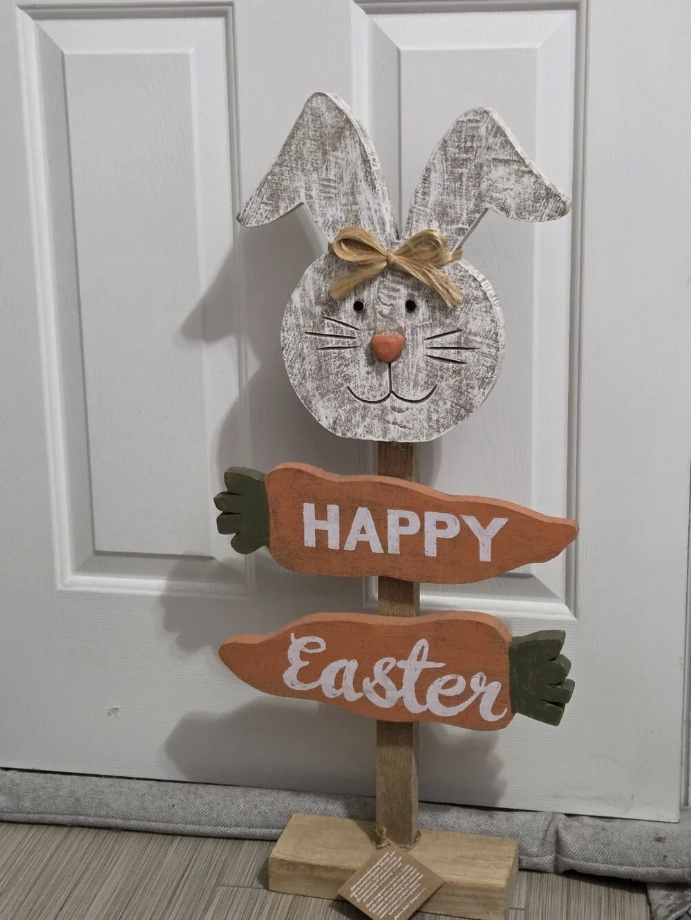 Huge Happy Easter Wooden Bunny Front Porch Sign Decor‎